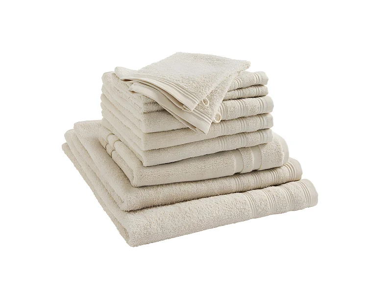 Pack complet éponge 10 pièces "Spa" salle de bain / 400 gr/m² - Couleur: "Spa" Lin