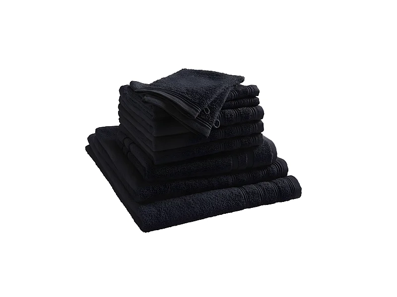 Pack complet éponge 10 pièces "Spa" salle de bain / 400 gr/m² - Couleur: "Spa" Noir