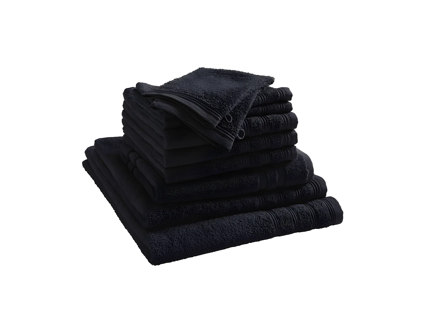 Pack complet éponge 10 pièces "Spa" salle de bain / 400 gr/m² - Couleur: "Spa" Noir