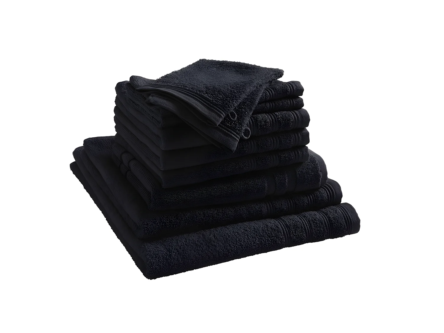 Pack complet éponge 10 pièces "Spa" salle de bain / 400 gr/m² - Couleur: "Spa" Noir