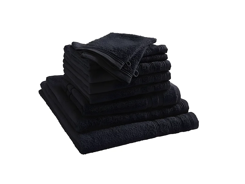 Pack complet éponge 10 pièces "Spa" salle de bain / 400 gr/m² - Couleur: "Spa" Noir