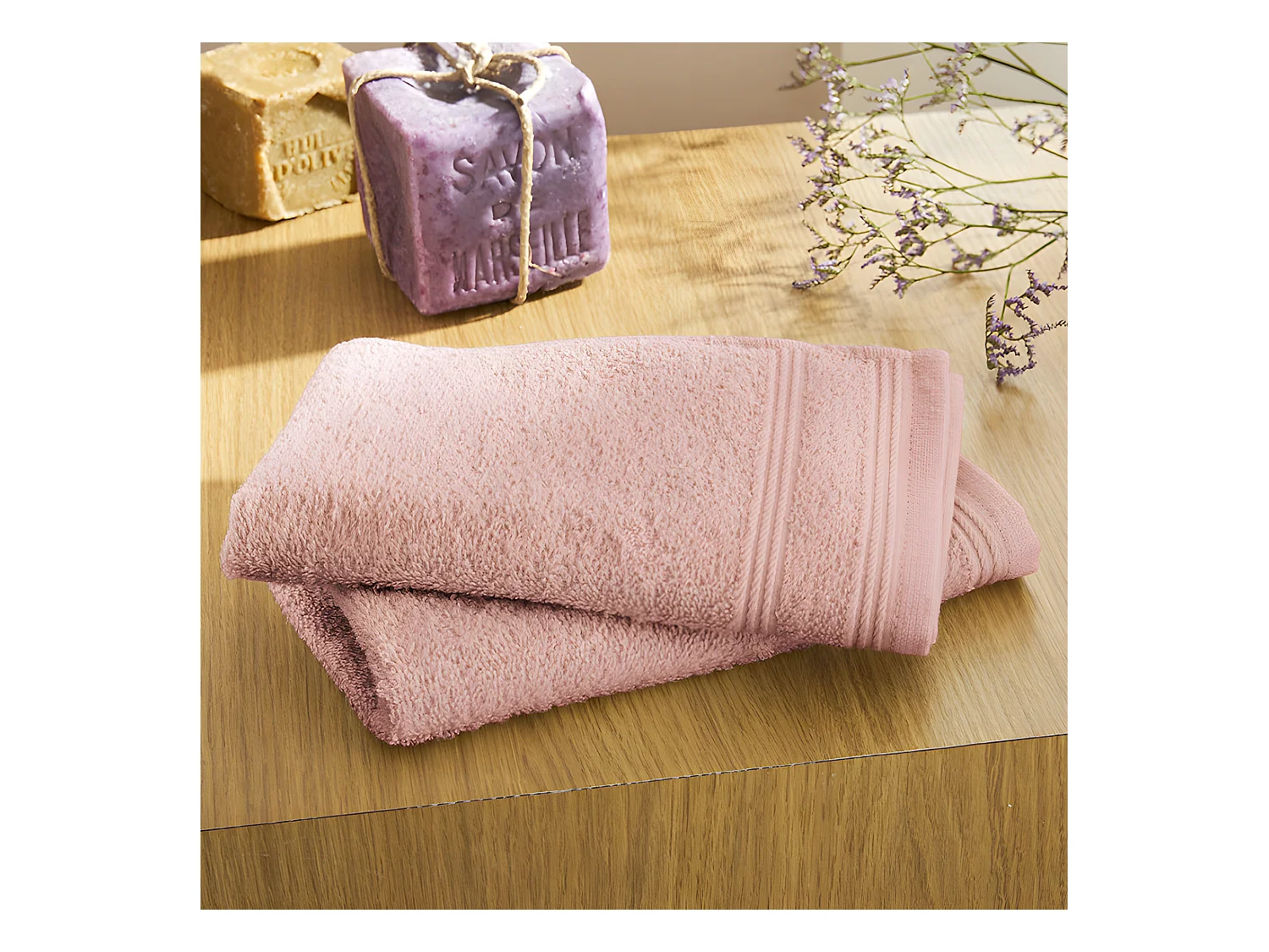 Lot de 2 serviettes invité éponge "Spa" 30 x 50 cm / 400 gr/m² - Couleur: "Spa" Blush