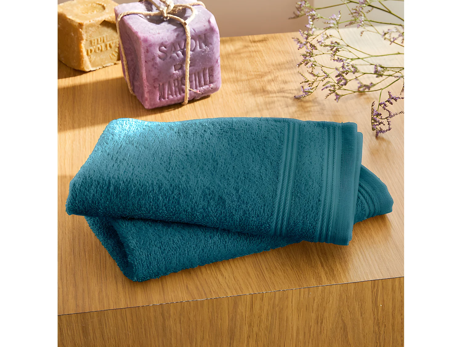 Lot de 6 serviettes invité éponge "Spa" 30 x 50 cm / 400 gr/m² - Couleur: "Spa" Cobalt