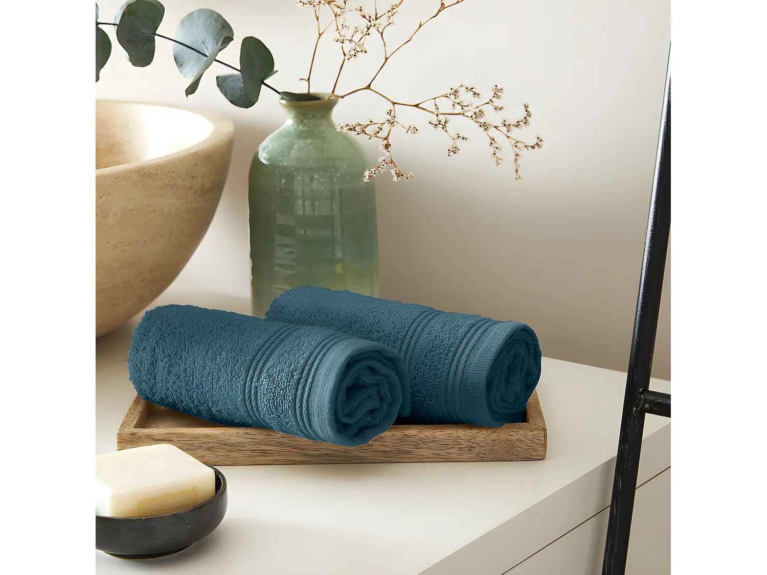 Lot de 6 serviettes invité éponge "Spa" 30 x 50 cm / 400 gr/m² - Couleur: "Spa" Cobalt