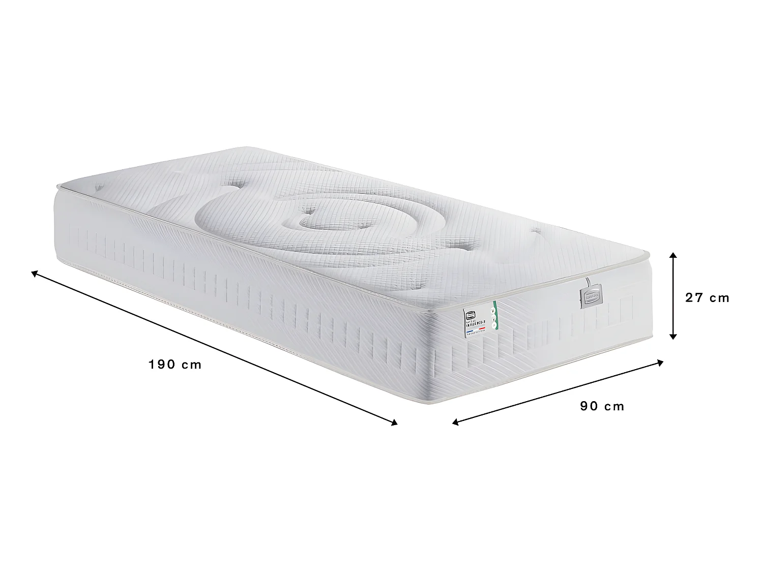 Influence-R - Matelas 100% ressorts et latex, accueil enveloppant - 90x190cm