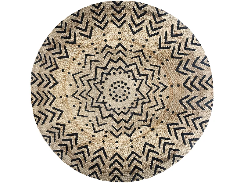 Tapis rond jute motif "Livin" diamètre 120 cm Atmosphera