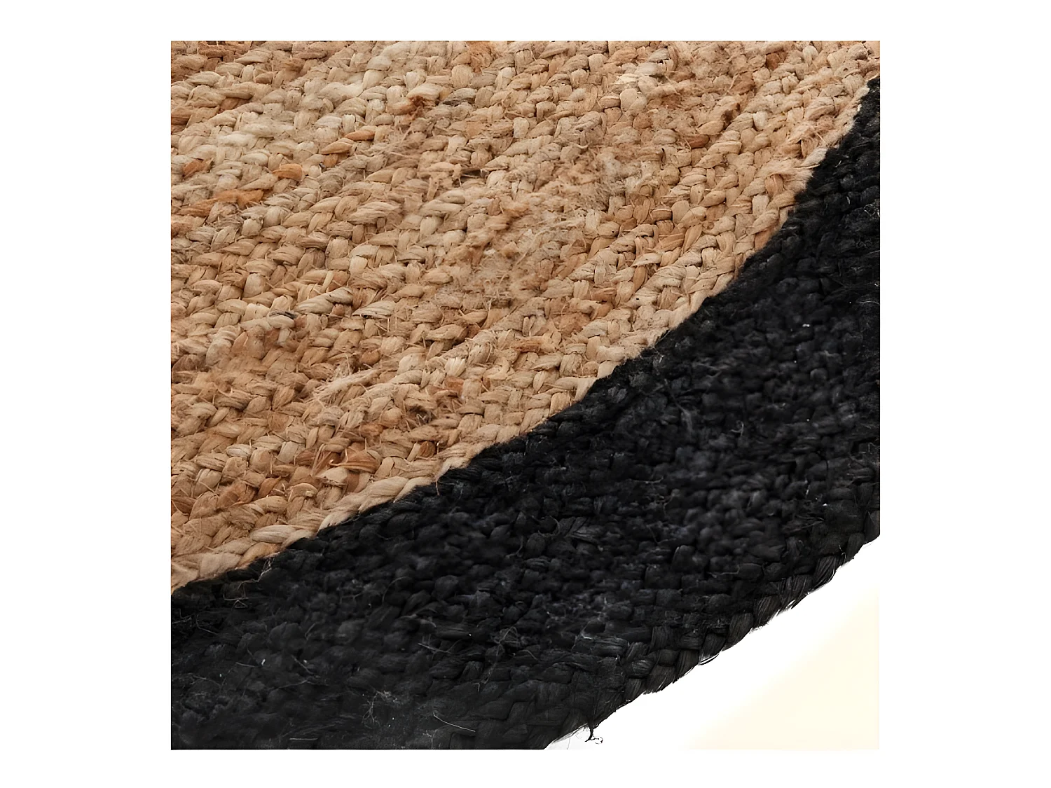 Tapis rond jute bord noir ou blanc diamètre 120 cm Atmosphera