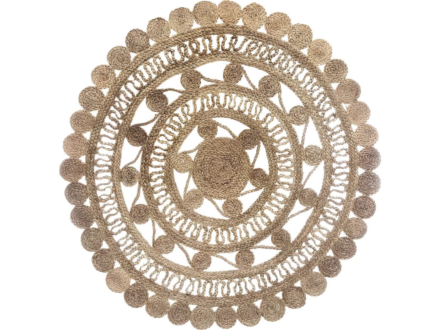 Tapis rond jute dentelle diamètre 120 cm Atmosphera