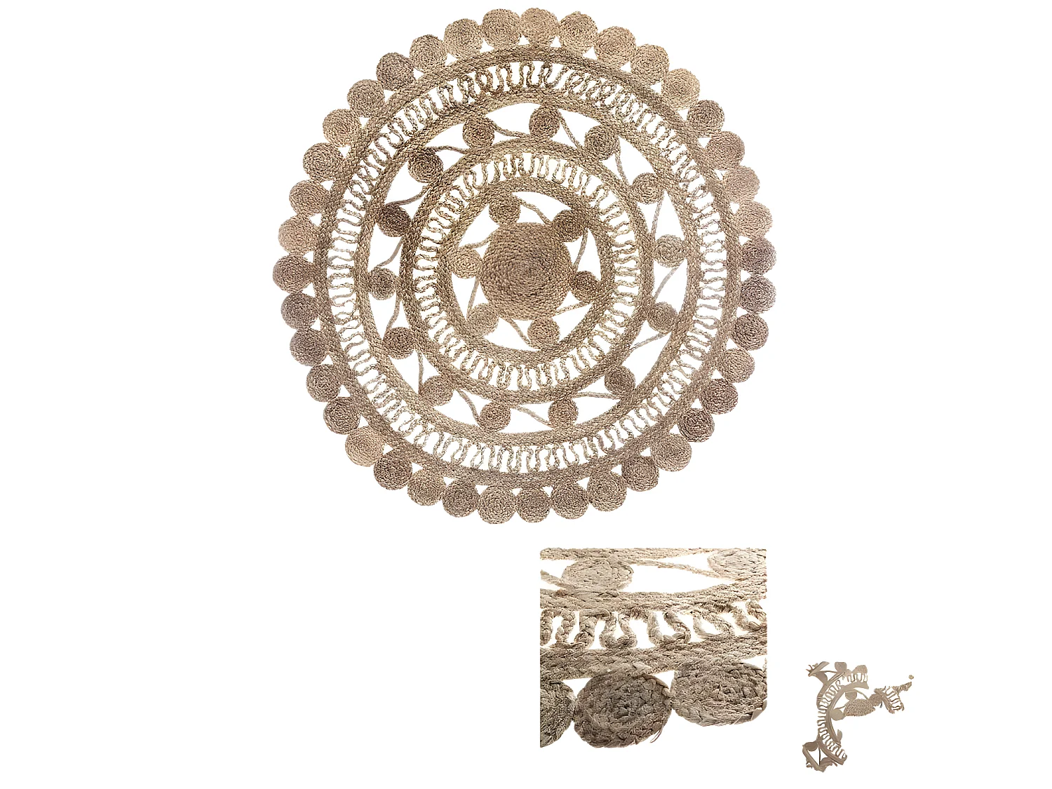 Tapis rond jute dentelle diamètre 120 cm Atmosphera