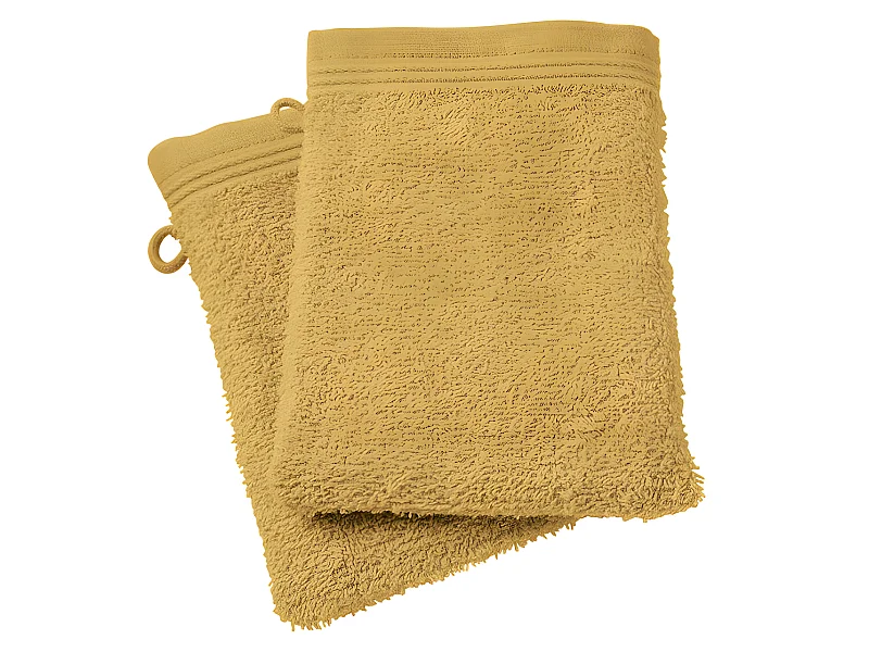 Lot de 2 gants de toilette éponge "Spa" 15 x 21 cm / 400 gr/m² - Couleur: "Spa" Jaune Maîs