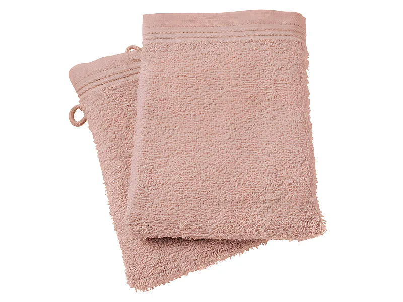 Lot de 2 gants de toilette éponge "Spa" 15 x 21 cm / 400 gr/m² - Couleur: "Spa" Blush
