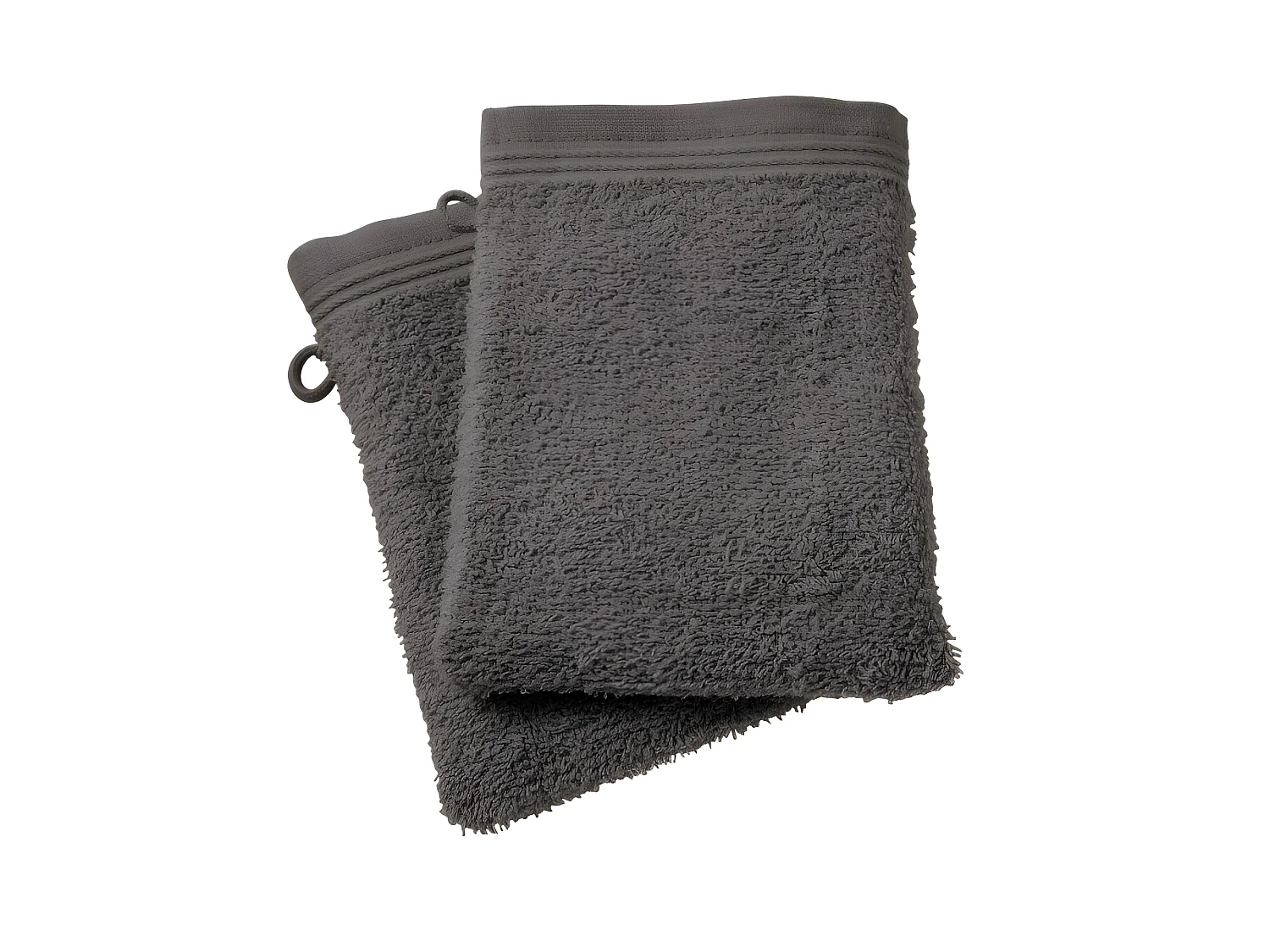 Lot de 2 gants de toilette éponge "Spa" 15 x 21 cm / 400 gr/m² - Couleur: "Spa" Anthracite