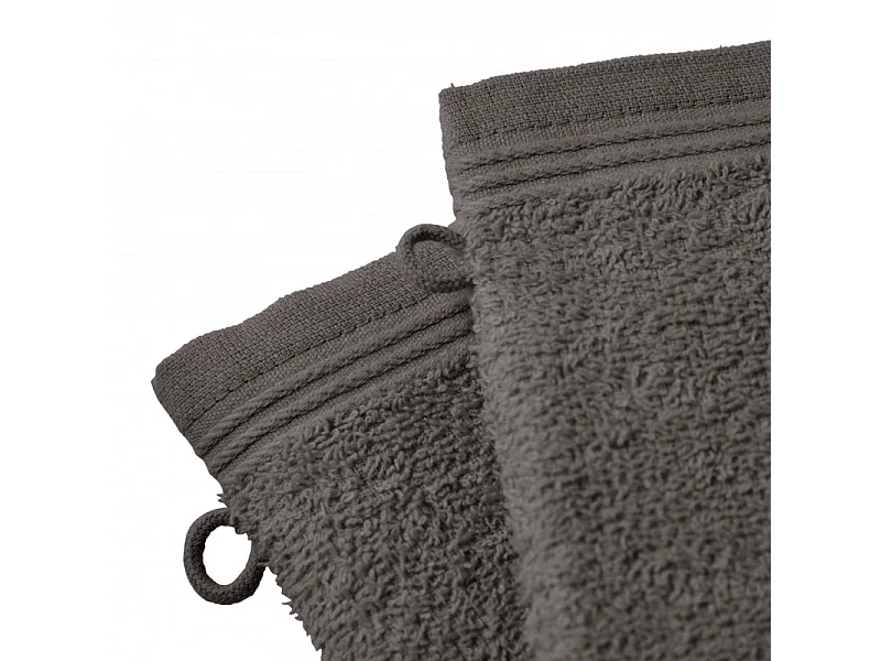 Lot de 2 gants de toilette éponge "Spa" 15 x 21 cm / 400 gr/m² - Couleur: "Spa" Anthracite