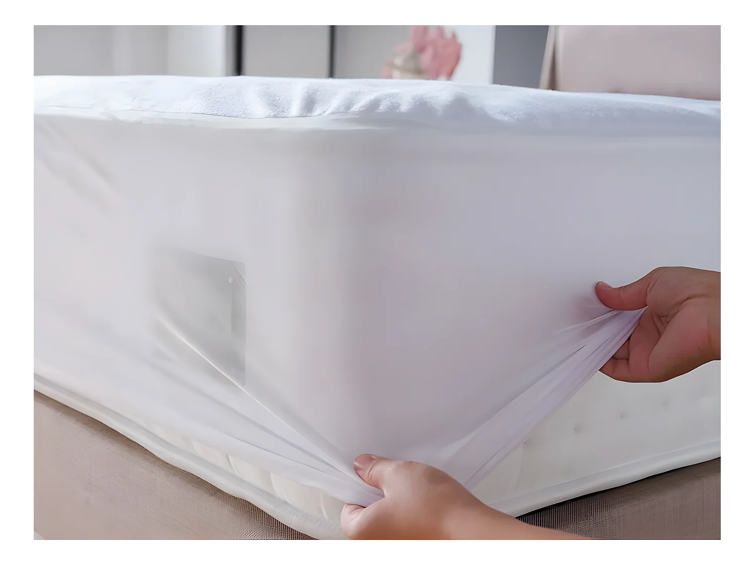 Protège matelas éponge imperméable anti-acariens 90 x 190 + 30 cm