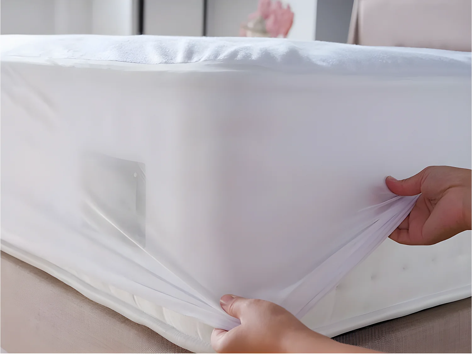 Protège matelas éponge imperméable anti-acariens 90 x 190 + 30 cm