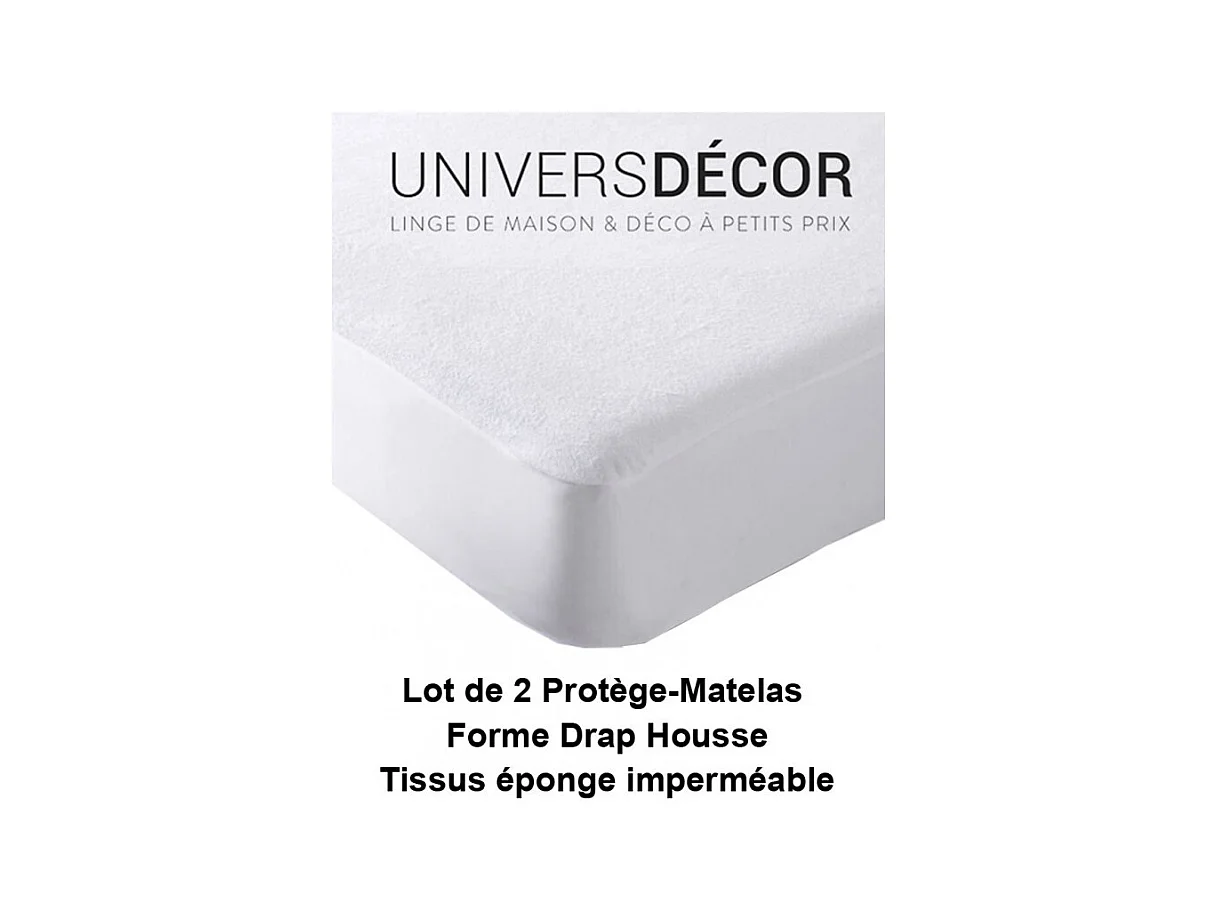 Lot de 2 protège matelas éponge imperméable anti-acariens 180 x 200 + 30 cm