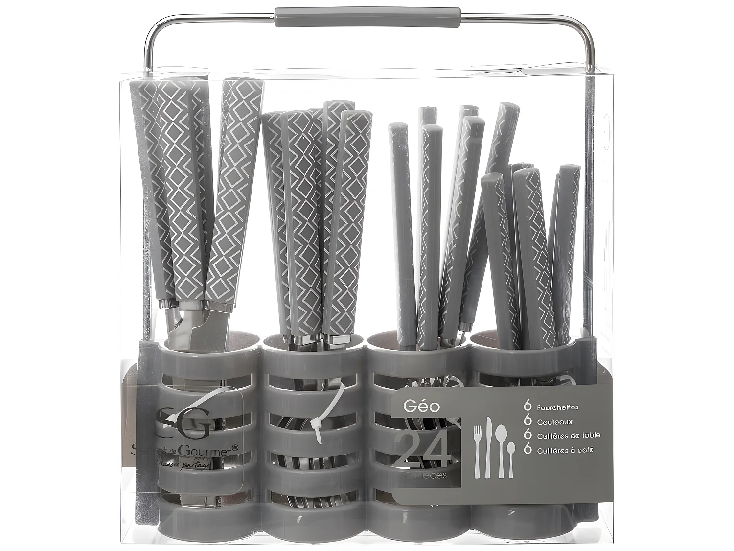 Ménagère 24 pièces "Géo" + Rangement de couverts Secret de gourmet