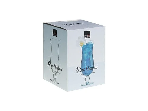 Lot de 4 Verres à Cocktails "Blue Hawai" 44cl Transparent