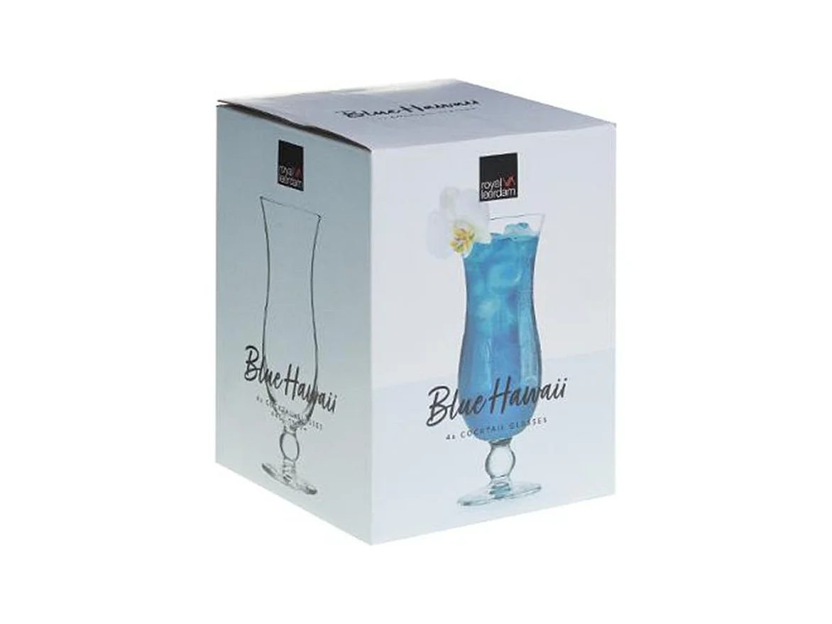 Lot de 4 Verres à Cocktails "Blue Hawai" 44cl Transparent
