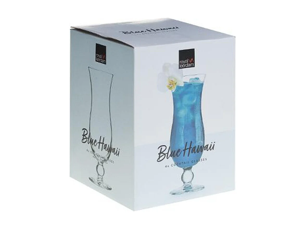 Lot de 4 Verres à Cocktails "Blue Hawai" 44cl Transparent