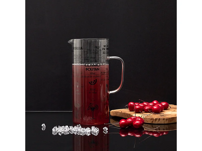 Pichet Avec Recette Cocktail 2l Transparent, Noir