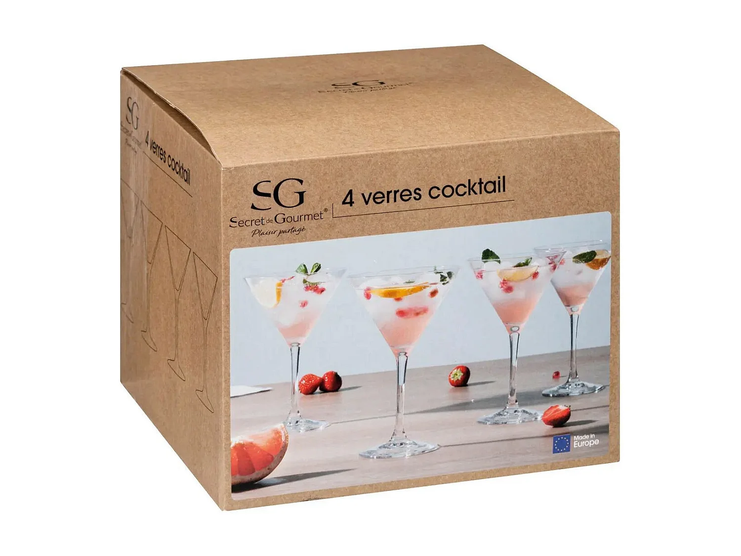 Lot de 4 Verres à Pied "Cocktail" 30cl Transparent