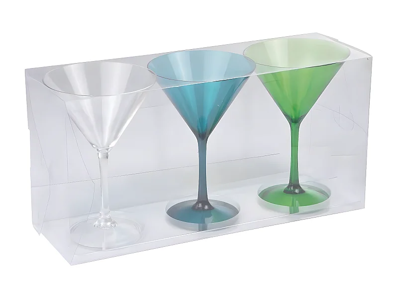 Lot de 3 Verres à Cocktail "Acrylique" 16cm Vert