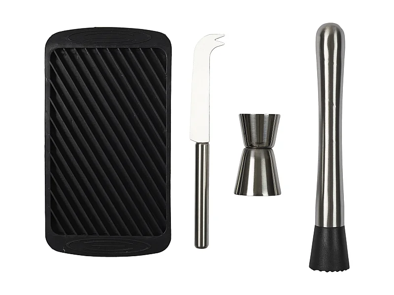 Coffret A Mojito 4 Accessoires Noir, Argent