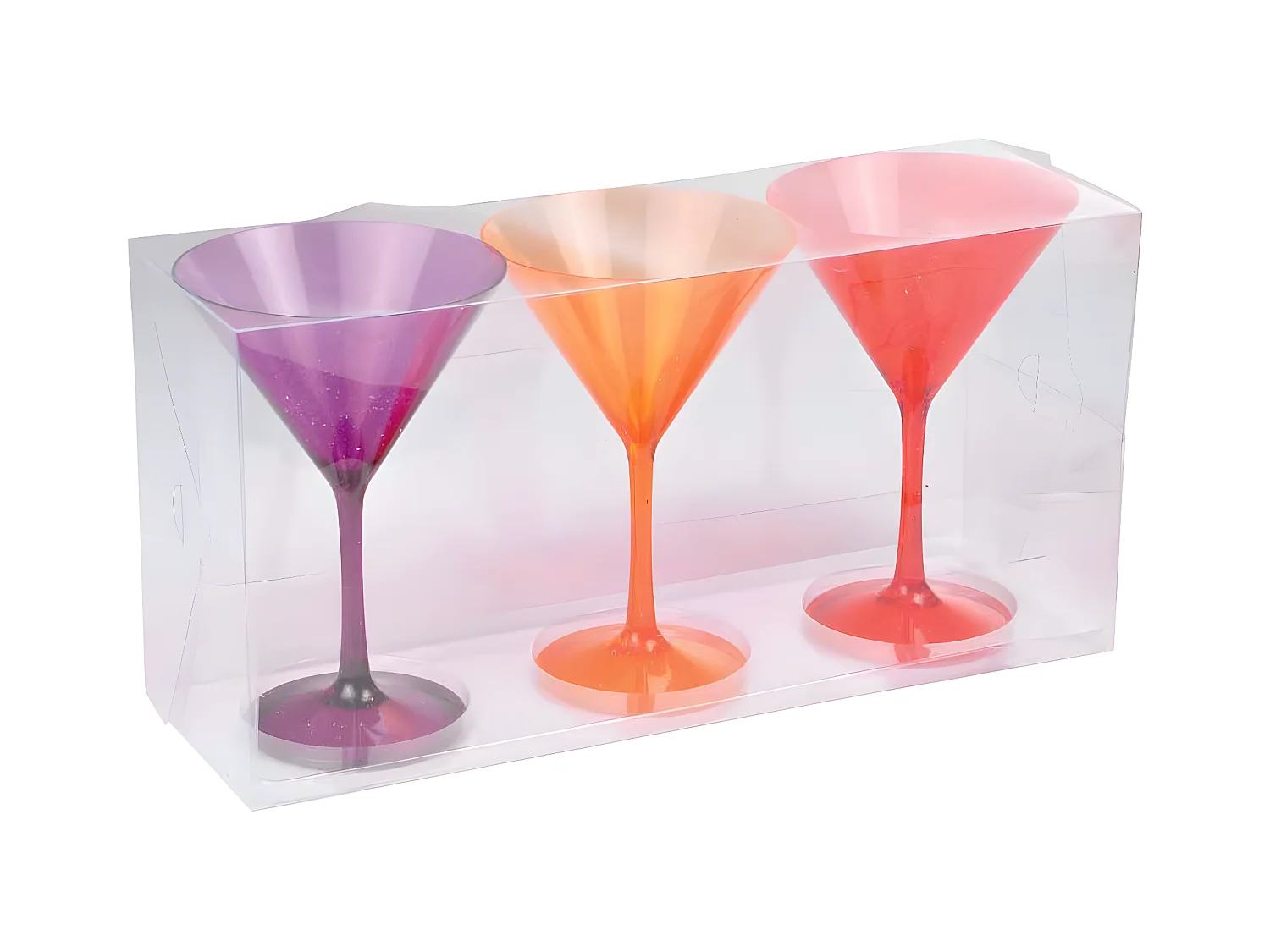 Lot de 3 Verres à Cocktail "Acrylique" 16cm Orange