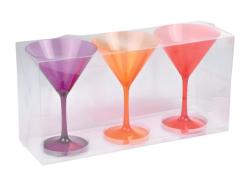 Lot de 3 Verres à Cocktail "Acrylique" 16cm Orange