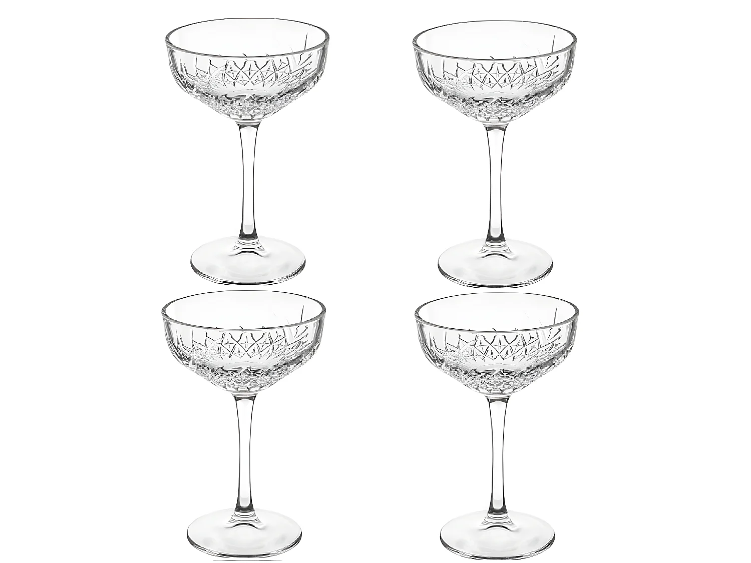 Lot de 4 Coupes de Champagne "Timeless" 25cl Transparent