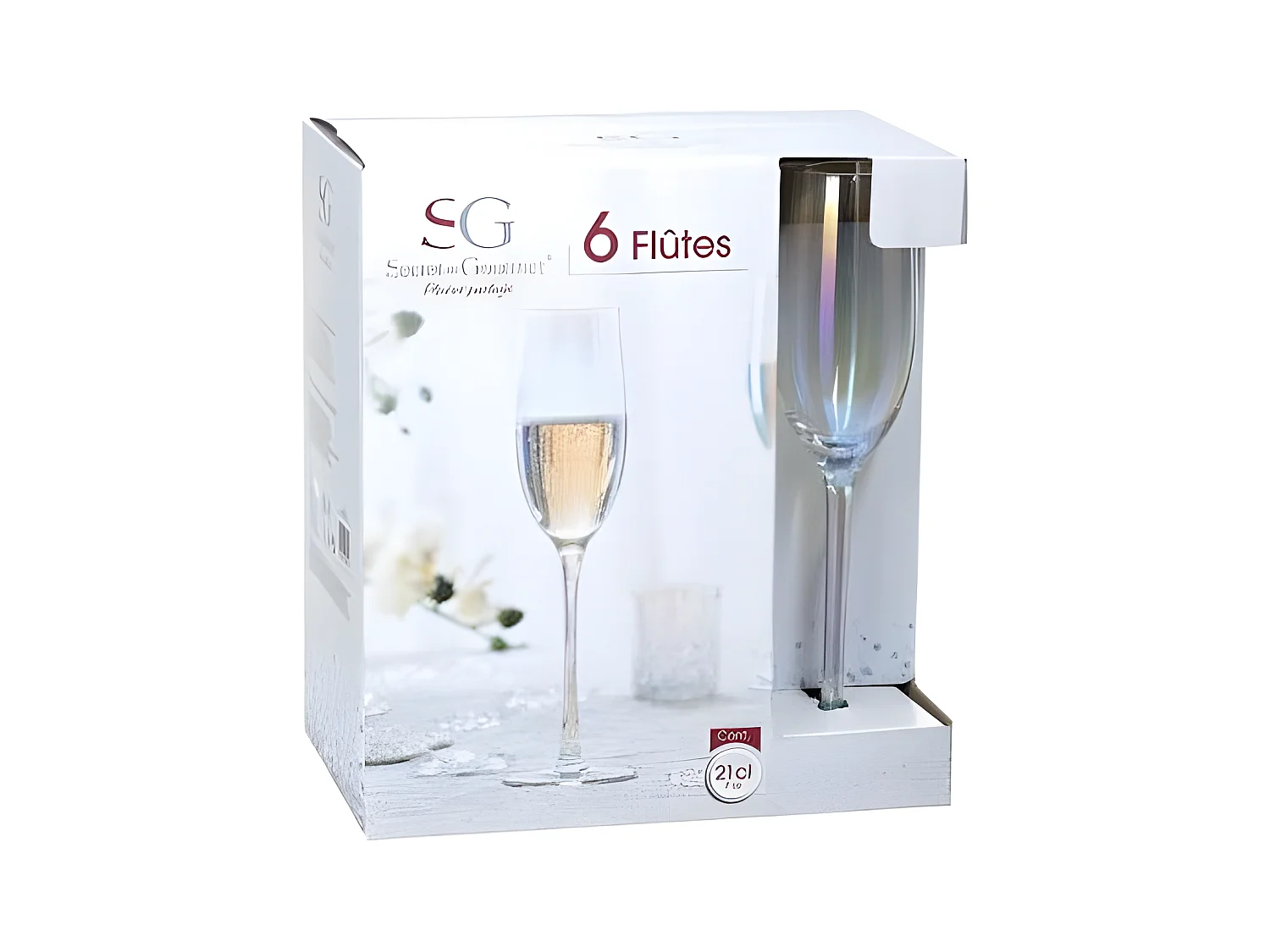 Lot de 6 Flûtes à Champagne "Fantasy" 21cl Transparent