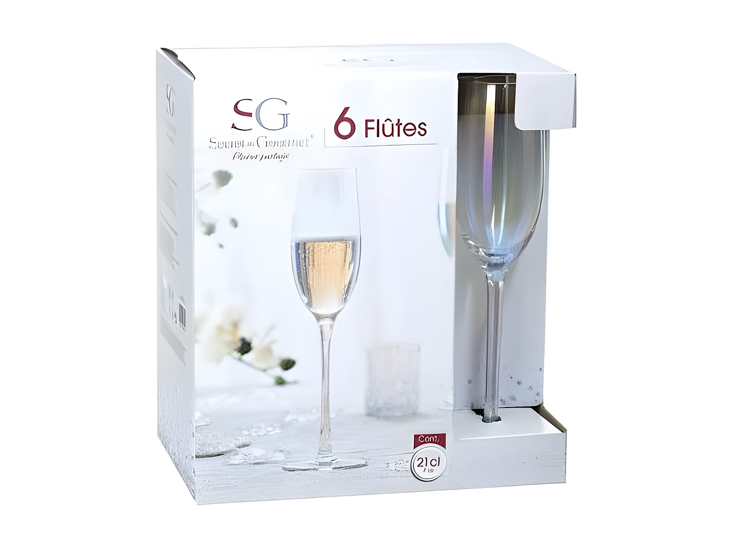 Lot de 6 Flûtes à Champagne "Fantasy" 21cl Transparent