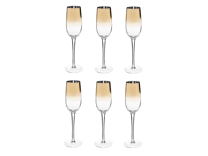 Lot de 6 Flûtes à Champagne "Arya" 21cl Or
