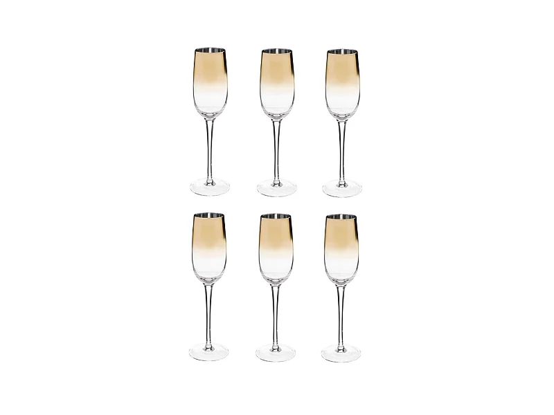 Lot de 6 Flûtes à Champagne "Arya" 21cl Or