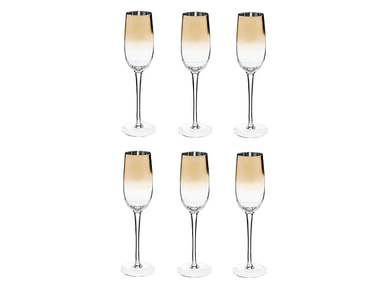 Lot de 6 Flûtes à Champagne "Arya" 21cl Or