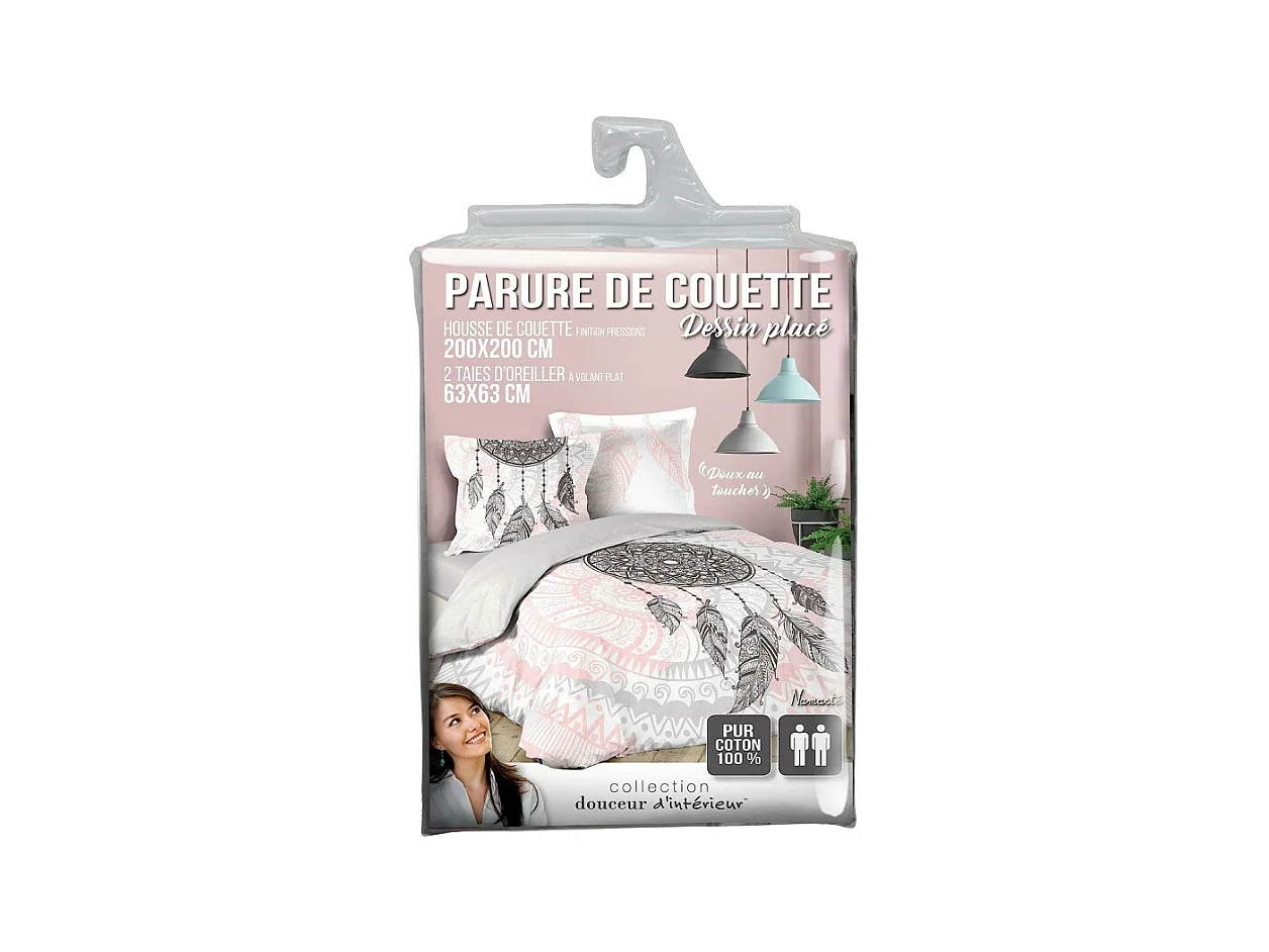 Parure de Lit 3 Pièces "Namaste" 200x200cm Rose