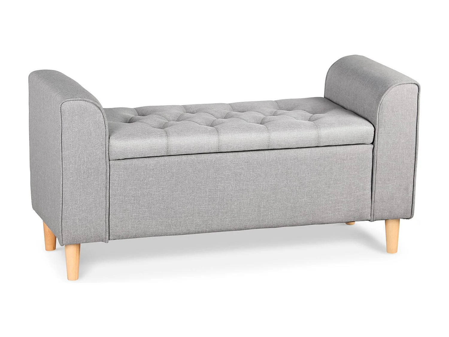 Banquette Coffre en Tissu "Pooh" 114cm Gris Clair