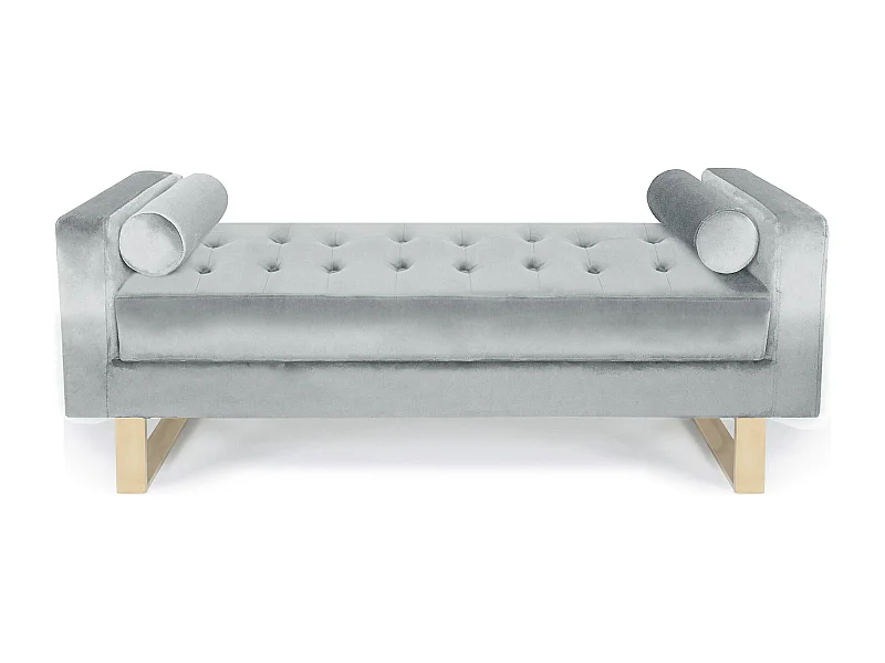 Banquette Capitonnée Velours "Qena" 160cm Argent