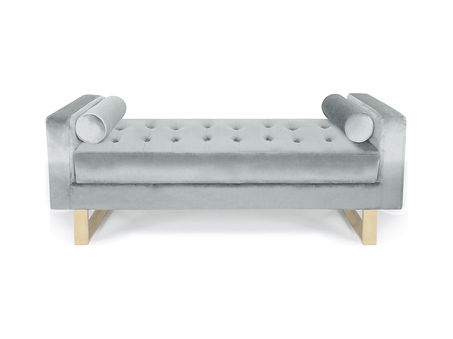 Banquette Capitonnée Velours "Qena" 160cm Argent