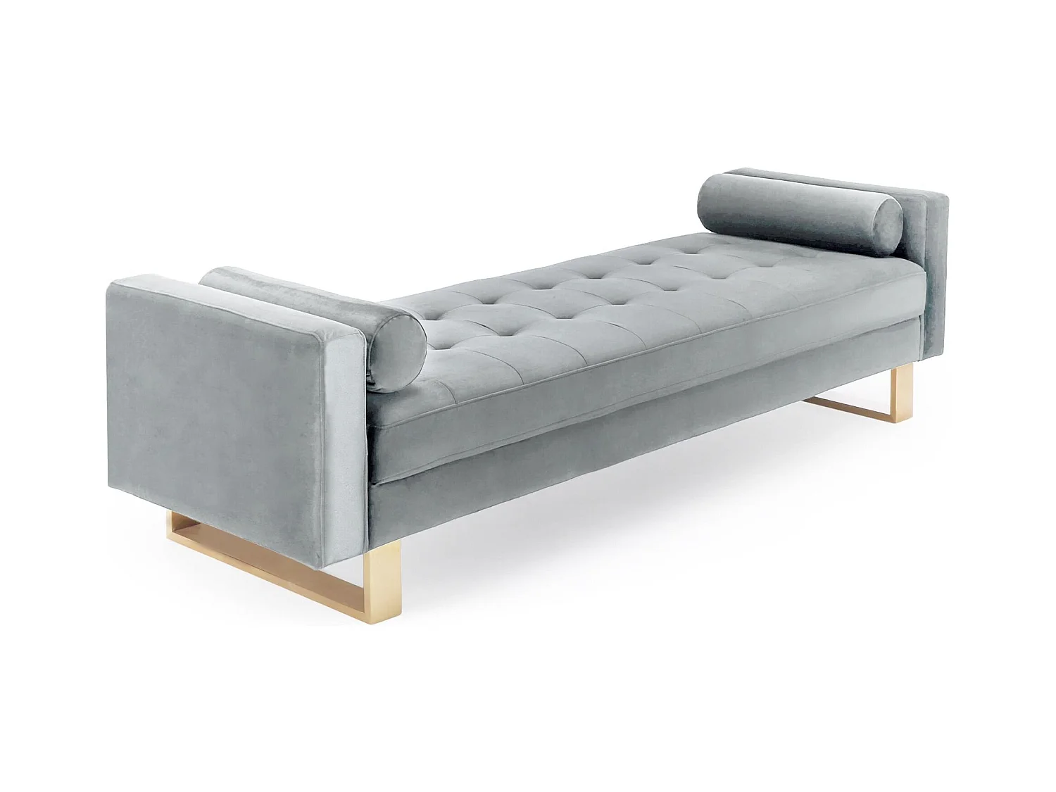 Banquette Capitonnée Velours "Qena" 160cm Argent