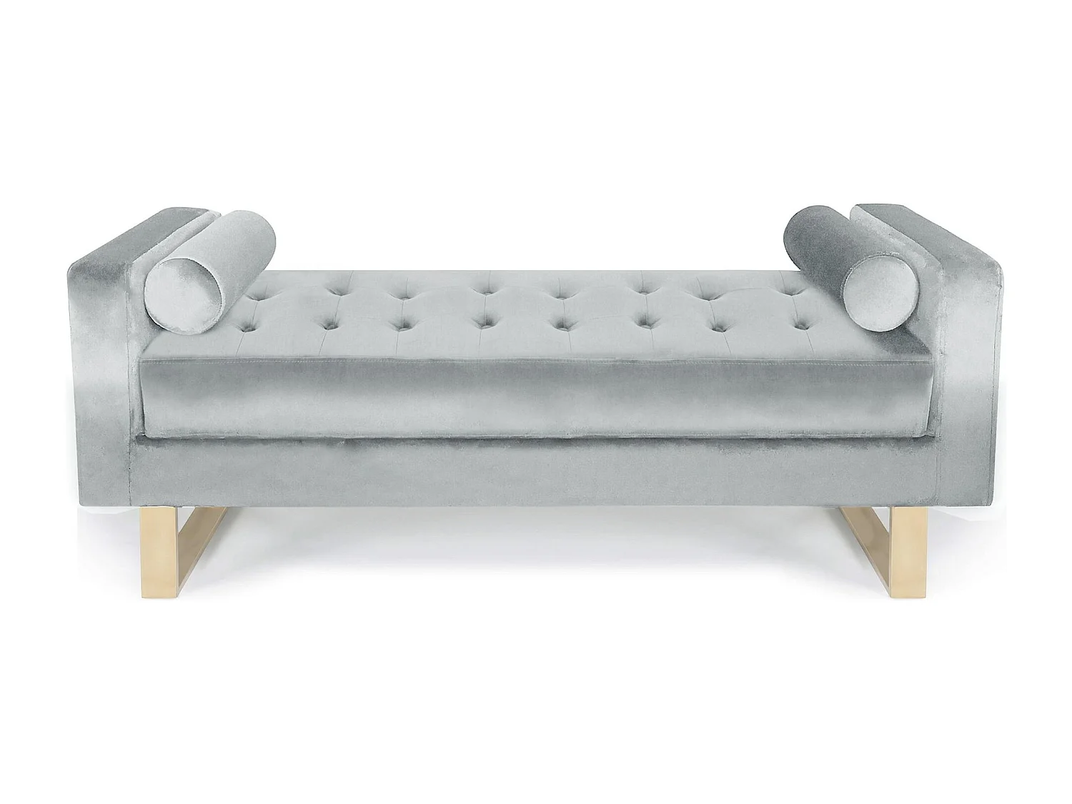 Banquette Capitonnée Velours "Qena" 160cm Argent