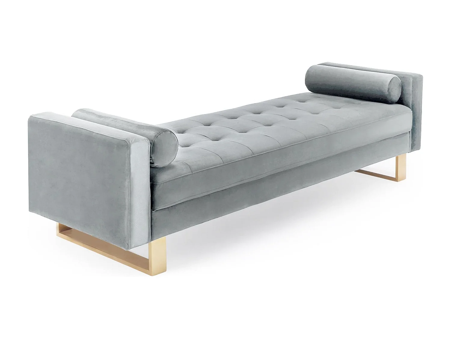 Banquette Capitonnée Velours "Qena" 160cm Argent