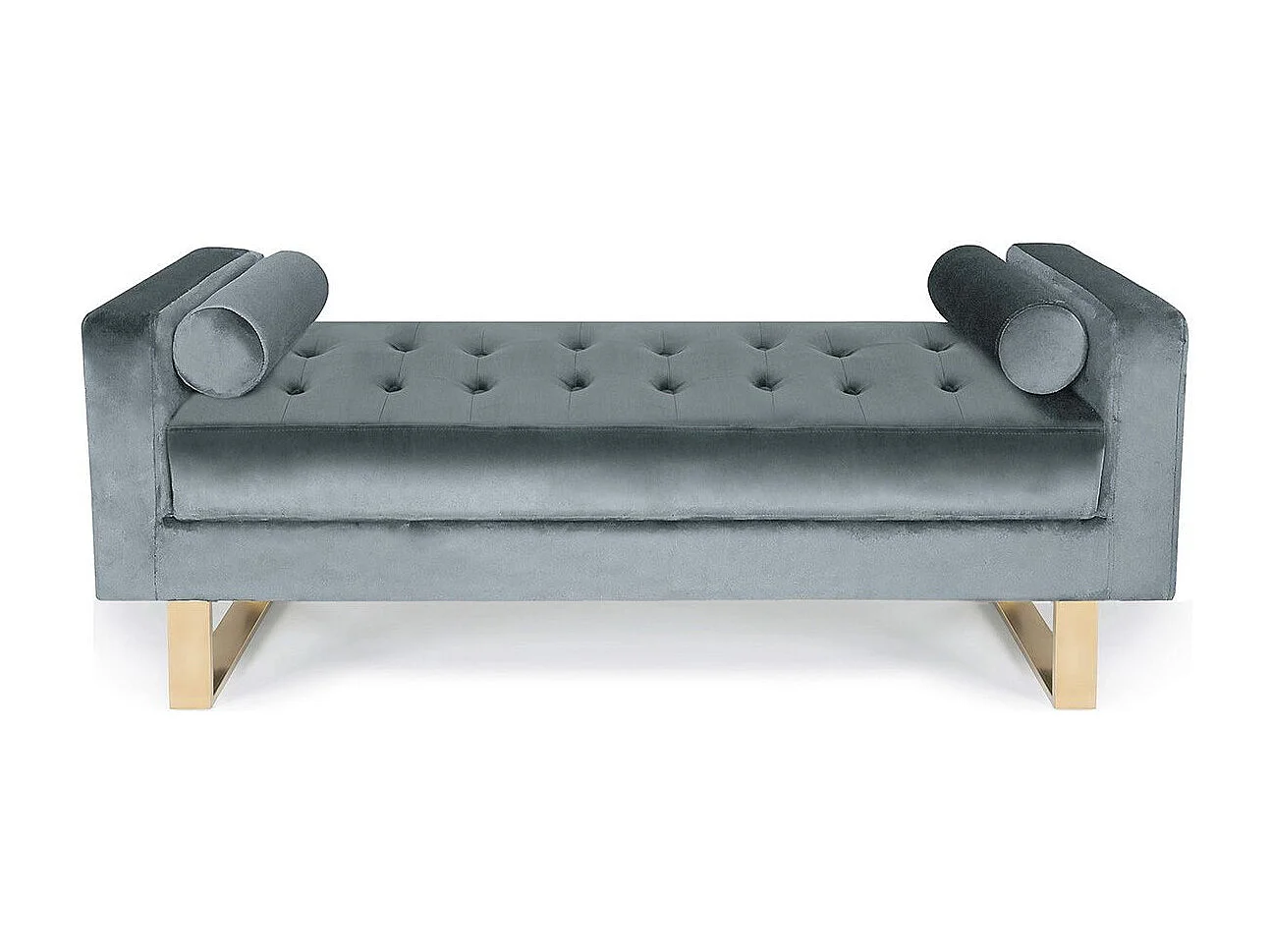 Banquette Capitonnée Velours "Qena" 160cm Argent