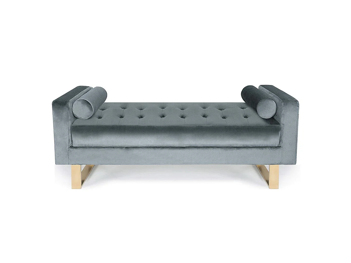 Banquette Capitonnée Velours "Qena" 160cm Argent