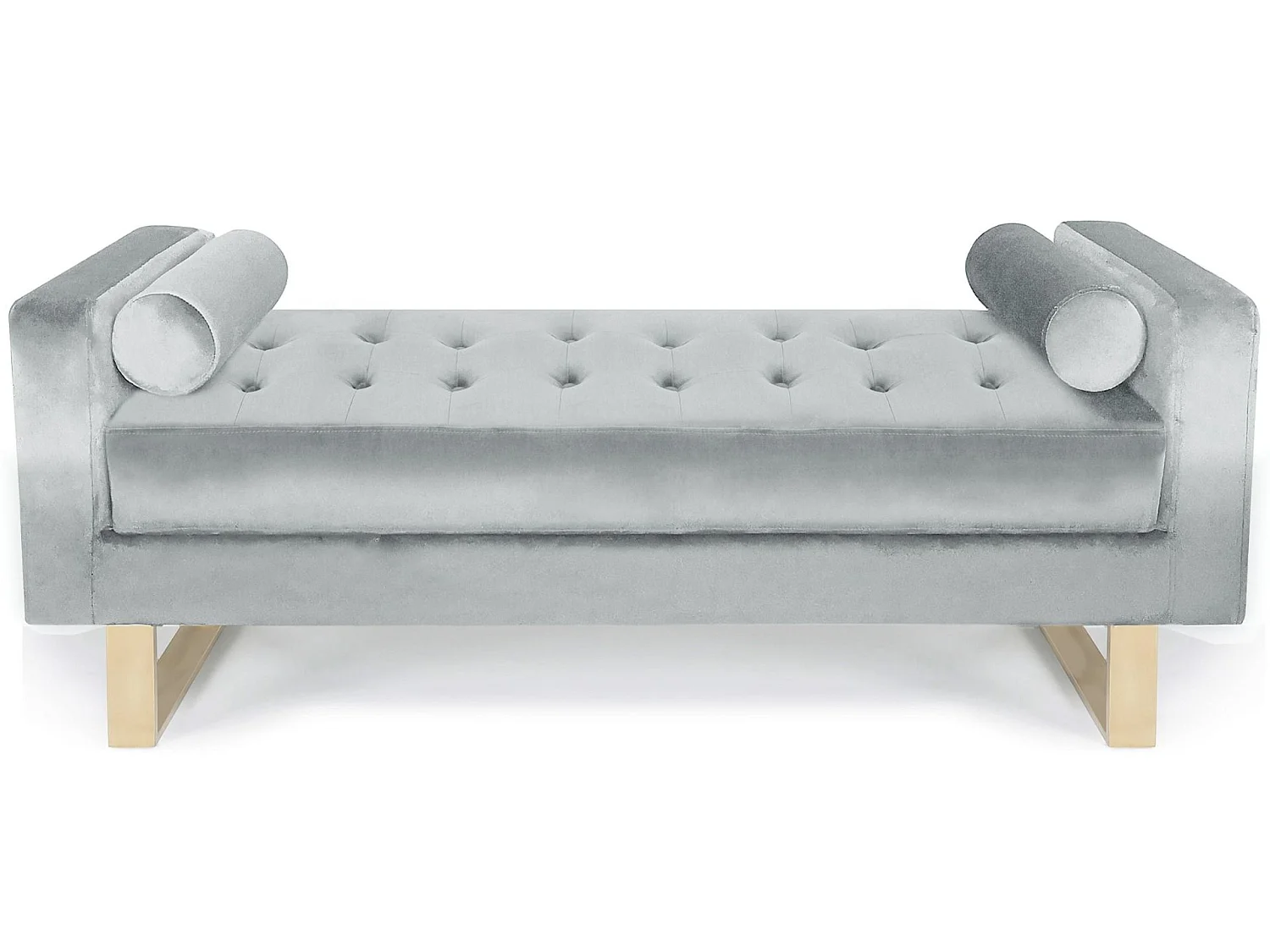 Banquette Capitonnée Velours "Qena" 160cm Argent