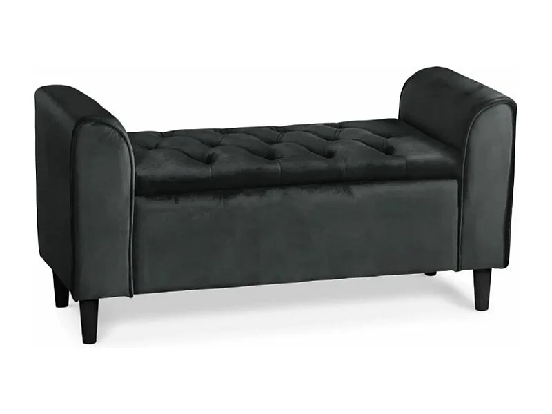 Banc Coffre en Velours "Turner" 114cm Noir