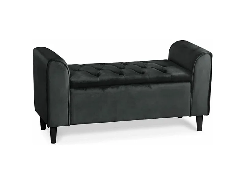 Banc Coffre en Velours "Turner" 114cm Noir