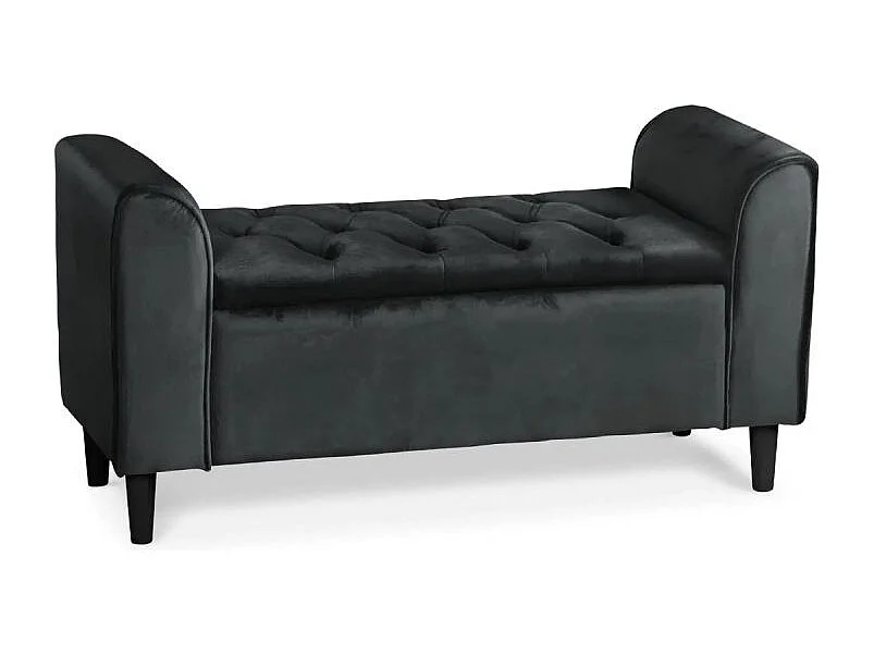 Banc Coffre en Velours "Turner" 114cm Noir