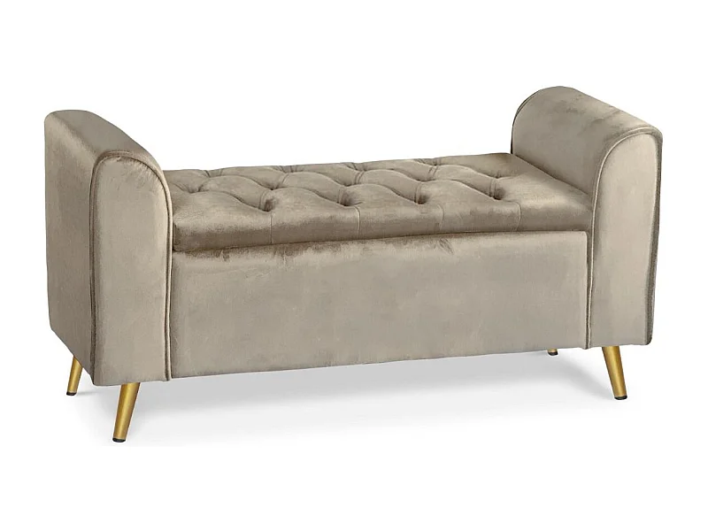Banc Coffre en Velours "Turner" 114cm Taupe